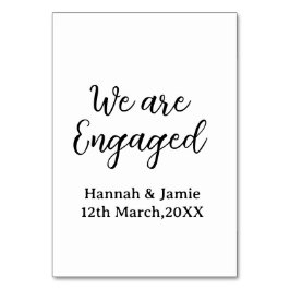 Tarjeta De Mesa We are Engaged couple name date calligraphystylish