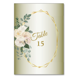 Tarjeta De Mesa Wedding Greenery Leaves Pink Floral Gold Geometric