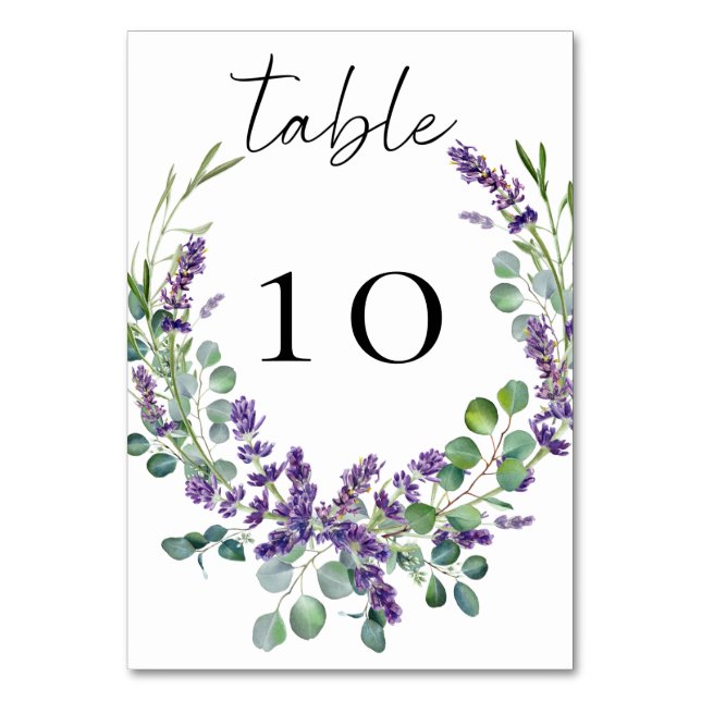 Tarjeta De Mesa Wedding lavender florals eucalyptus greenery (Anverso)
