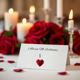 Tarjeta De Mesa Wedding Place cards--Heart Shaped Red Roses