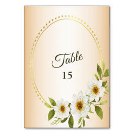 Tarjeta De Mesa Wedding Rustic Golden Geometric White Floral Peach