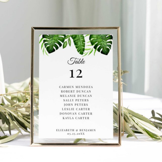 Tarjeta De Mesa Wedding Seating Chart Table Tropical Greenery  (Subido por el creador)