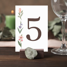 Tarjeta De Mesa Wedding Table Number Card with Botanical Design