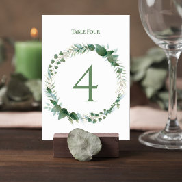 Tarjeta De Mesa Wedding Table Number Card with Botanical Wreath