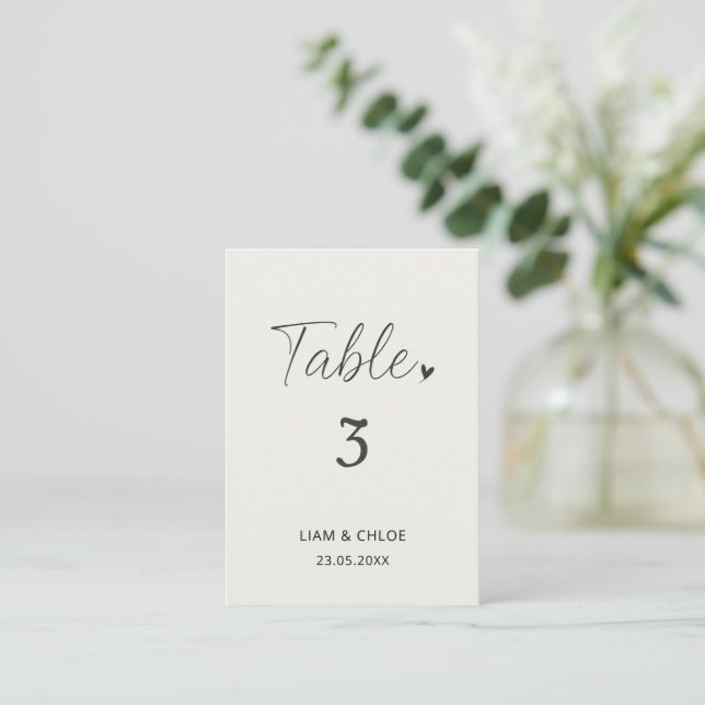 Tarjeta De Mesa  Wedding Table Number Sign - Stylish Modern (Anverso de pie)
