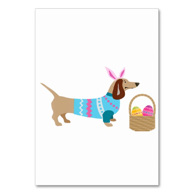Tarjeta De Mesa Weiner Daschund Easter  Doxie In Dog (Anverso)