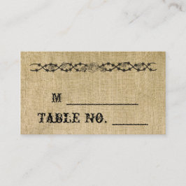 Tarjeta De Mesa Western Burlap Boda Place Cards