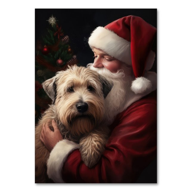Tarjeta De Mesa Wheaton Terrier Con Navidades festivos de Santa Cl (Anverso)