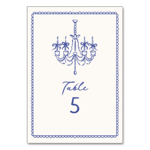 Tarjeta De Mesa Whimsical Blue, boda ilustrativo dibujado a mano