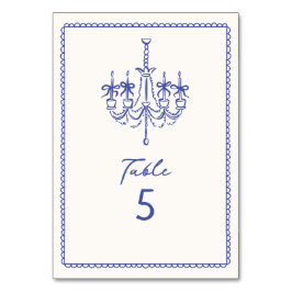 Tarjeta De Mesa Whimsical Blue, boda ilustrativo dibujado a mano