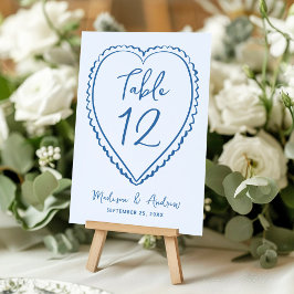 Tarjeta De Mesa Whimsical Blue Heart Wedding