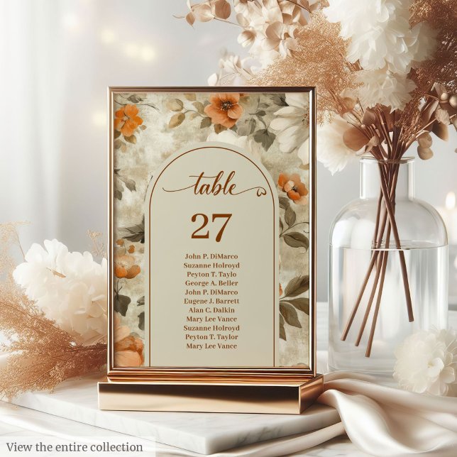 Tarjeta De Mesa Whimsical Boho Neutral Ivory Sage Floral Wedding  (Whimsical Boho Neutral Ivory Sage Floral Wedding Table Number

)