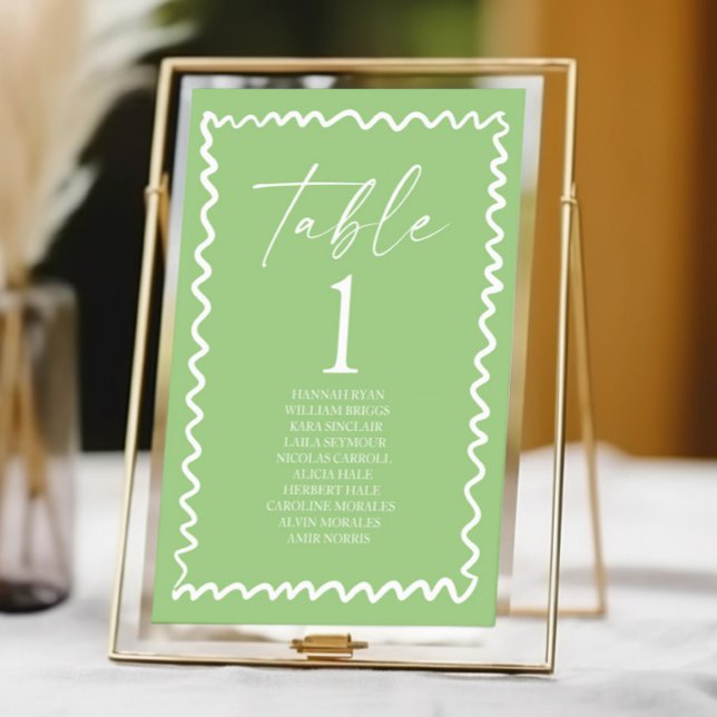 Tarjeta De Mesa Whimsical Citrus Green Wavy Border Wedding (Subido por el creador)