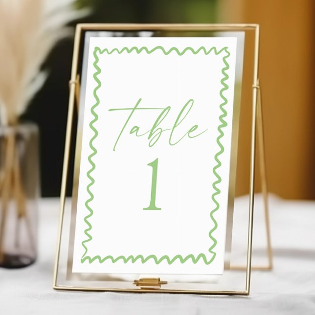 Tarjeta De Mesa Whimsical Citrus Green Wavy Border Wedding (Subido por el creador)
