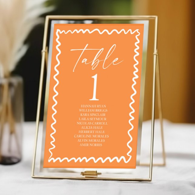 Tarjeta De Mesa Whimsical Citrus Orange Wavy Border Wedding (Subido por el creador)