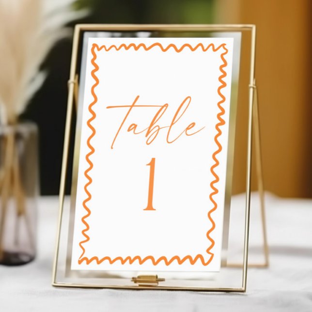 Tarjeta De Mesa Whimsical Citrus Orange Wavy Border Wedding (Subido por el creador)