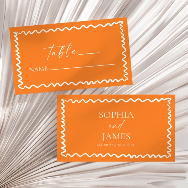 Tarjeta De Mesa Whimsical Citrus Orange Wavy Border Wedding (Subido por el creador)
