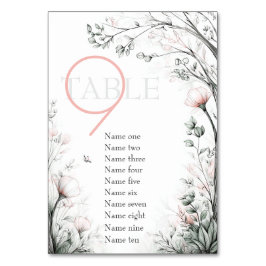 Tarjeta De Mesa Whimsical Delicate Blush Floral Branch 