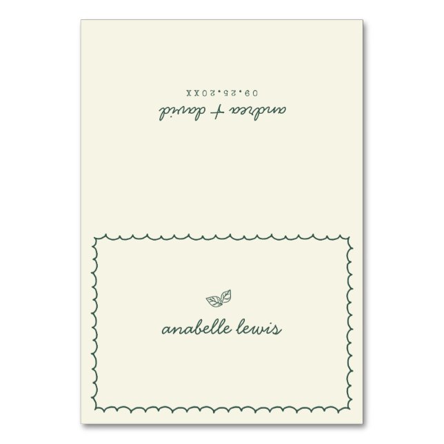 Tarjeta De Mesa Whimsical Editable Guest Name Wedding Place Card (Anverso)