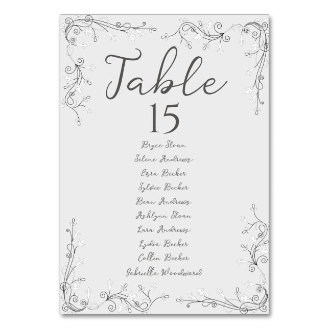 Tarjeta De Mesa Whimsical Hand Drawn Script Wedding Seating Plan (Reverso)