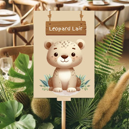 Tarjeta De Mesa Whimsical Jungle Safari LeoparTable Rótulo