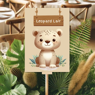 Tarjeta De Mesa Whimsical Jungle Safari LeoparTable Rótulo