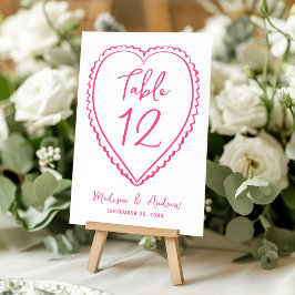 Tarjeta De Mesa Whimsical Pink Heart Wedding