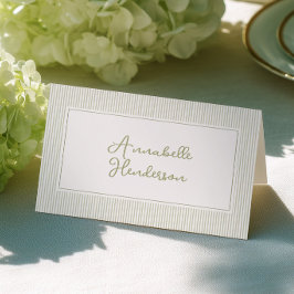 Tarjeta De Mesa Whimsical Sage Green Stripes Place Cards