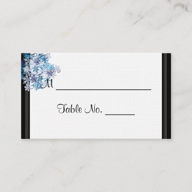 Tarjeta De Mesa Whimsical Snowflake Tree Posh Boda Place Cards (Anverso)