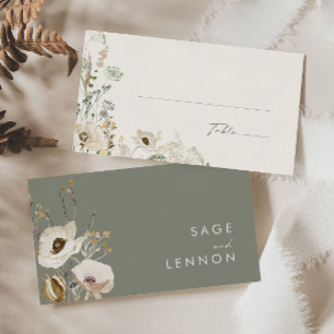 Tarjeta De Mesa Whimsical Wildflower Meadow   Boda de Marfil