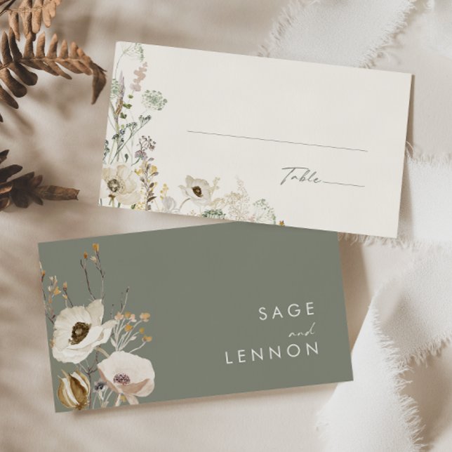 Tarjeta De Mesa Whimsical Wildflower Meadow | Boda de Marfil (Subido por el creador)