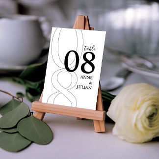 Tarjeta De Mesa White and black Modern Wedding Table Number Card