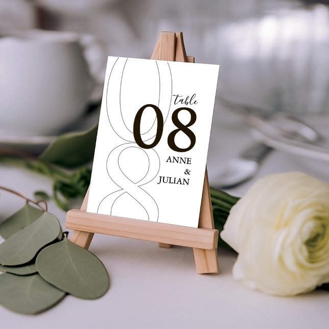 Tarjeta De Mesa White and BrownModern Wedding Table Number Card  (Subido por el creador)