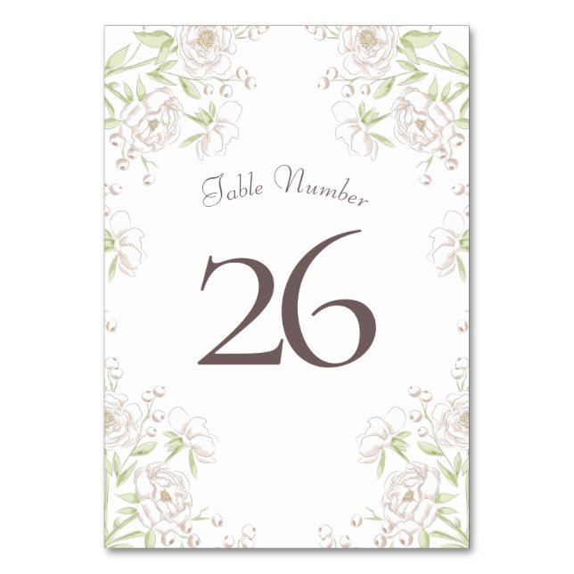 Tarjeta De Mesa White Rose Classic Wedding (Reverso)