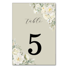 Tarjeta De Mesa White Roses Beige Table Number