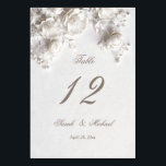 Tarjeta De Mesa White Sculptured Flowers Wedding<br><div class="desc">White sculptured 3D roses arched wedding table numbers card.</div>