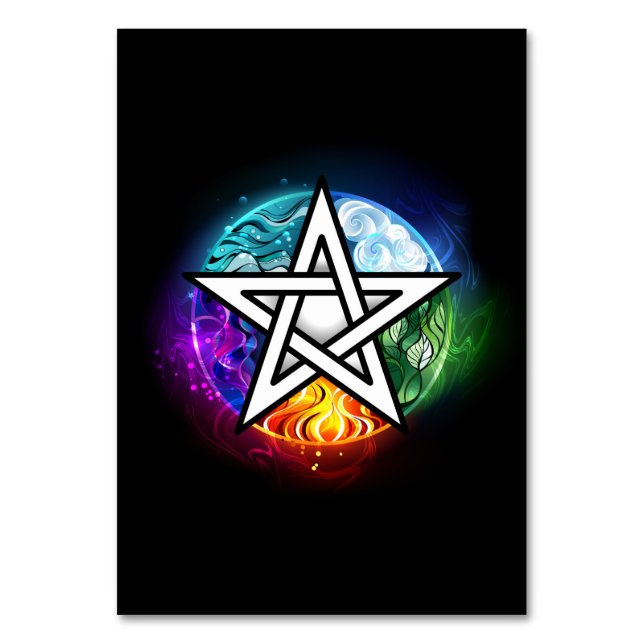 Tarjeta De Mesa Wiccan pentagram (Anverso)