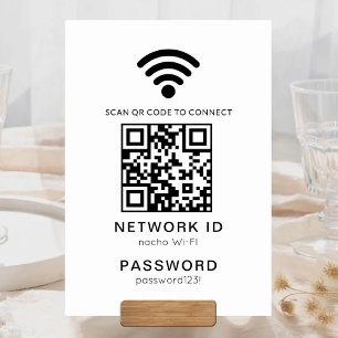 Tarjeta De Mesa Wifi QR Escáner de código Invitado Wifi Contraseña