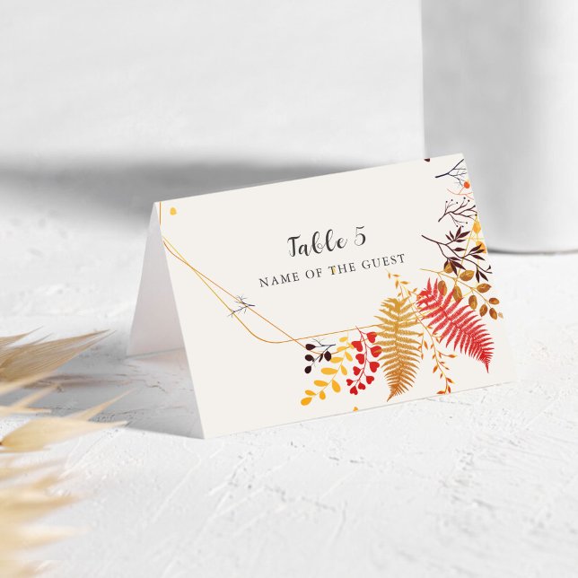Tarjeta De Mesa Wild Forest Flowers Mushrooms Wedding Place Card (Subido por el creador)