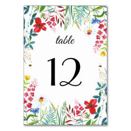 Tarjeta De Mesa Wild Meadow | Números de tabla de Bodas de flores 