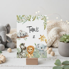 Tarjeta De Mesa Wild One Boy Safari Jungle Animals Baby Shower