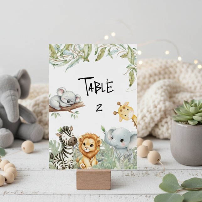 Tarjeta De Mesa Wild One Boy Safari Jungle Animals Baby Shower  (Subido por el creador)
