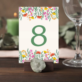 Tarjeta De Mesa Wildflower Botanical Wedding Table Number Card
