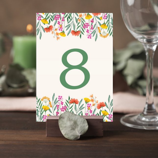 Tarjeta De Mesa Wildflower Botanical Wedding Table Number Card (Subido por el creador)