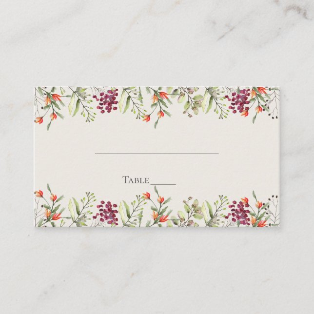 Tarjeta De Mesa Wildflower Meadow Boda Place Card - Ecru (Anverso)