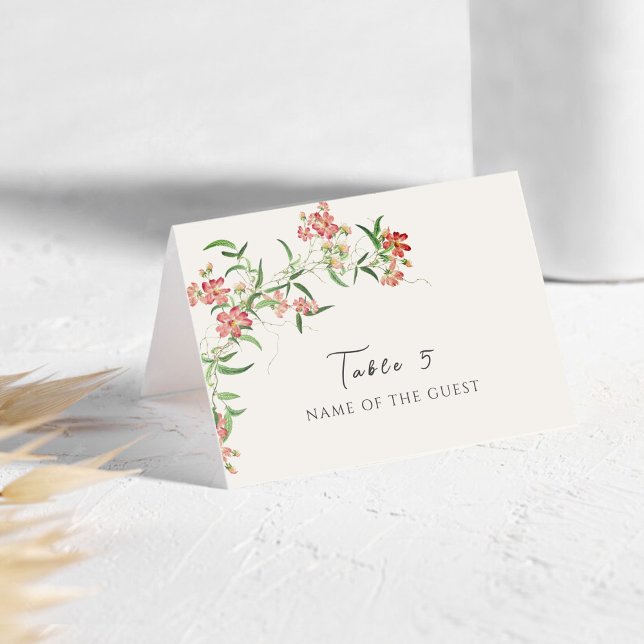Tarjeta De Mesa Wildflower Rose Spring Garland Wedding Place Card (Subido por el creador)