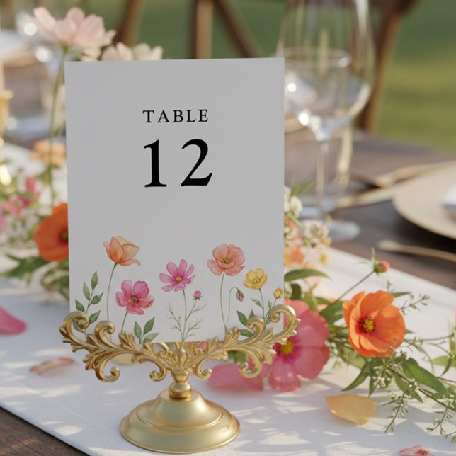 Tarjeta De Mesa Wildflower Wedding Pretty Flower Table Number (Editable Table Number from the Wildflower Bloom wedding collection by Darling & May)