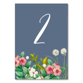 Tarjeta De Mesa Wildflowers Periwinkle Dusty Blue Boda