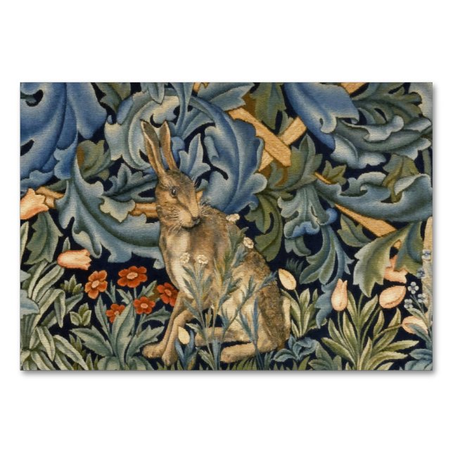 Tarjeta De Mesa William Morris Forest Rabbit Floral Art Nouveau (Anverso)
