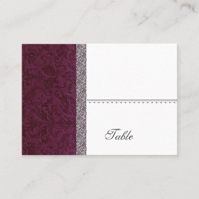 Tarjeta De Mesa Wine Damask Place Card - Fiesta de bodas (Anverso)